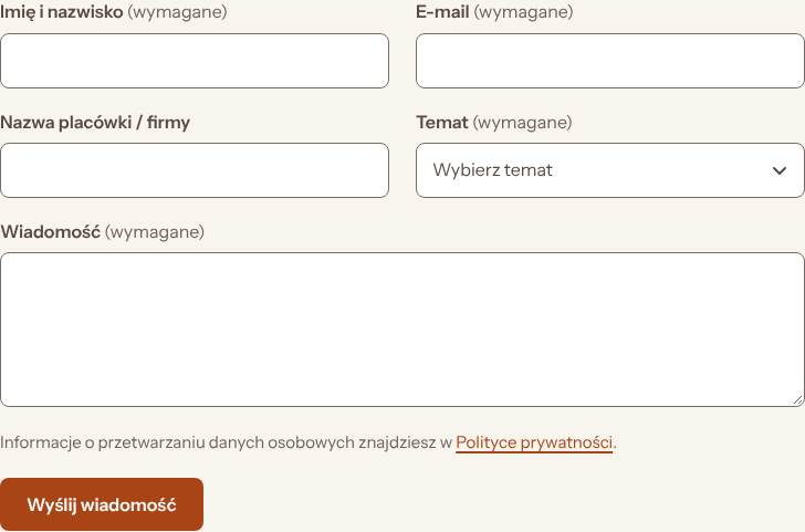 Formularz kontaktowy, stan: Pusty, desktop