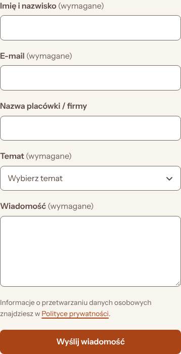 Formularz kontaktowy, stan: Pusty, telefon